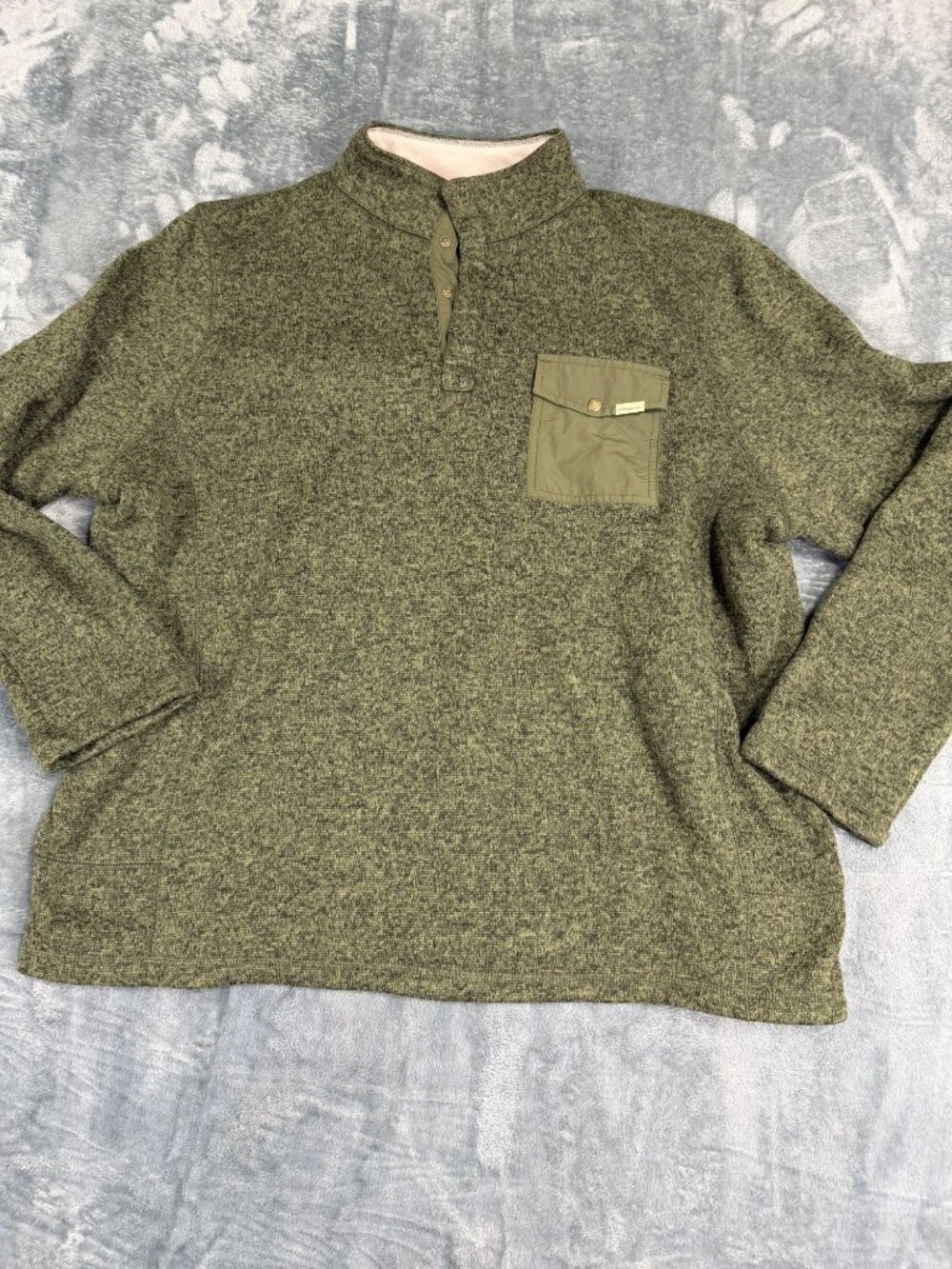 Woolrich Mens Olive Green Button Collar Pullover Sweater XXL